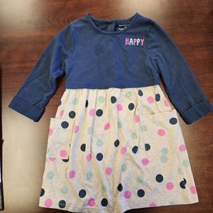 Blue and Cream Long Sleeve Polka Dot Dress HealthTex Sz 5t. It has pocke…